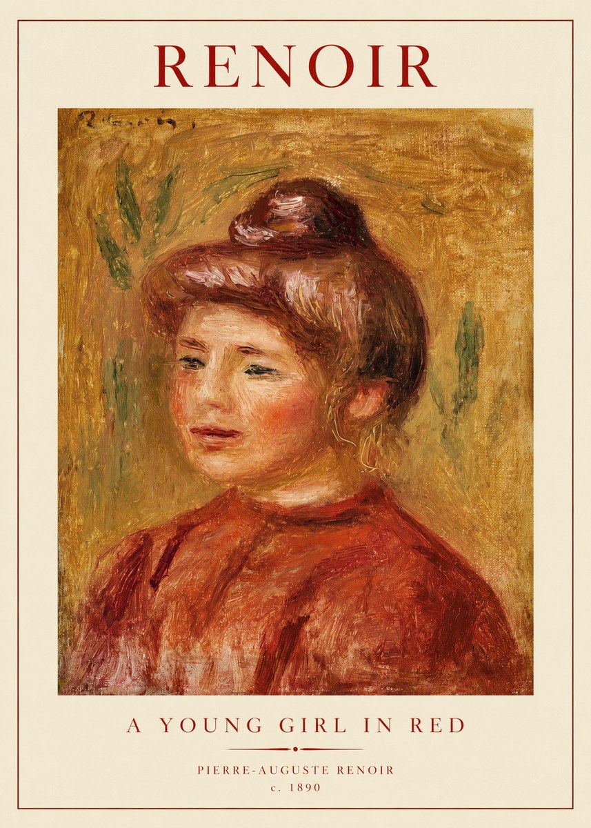 Renoir A Young Girl in Red No1 - Plakat