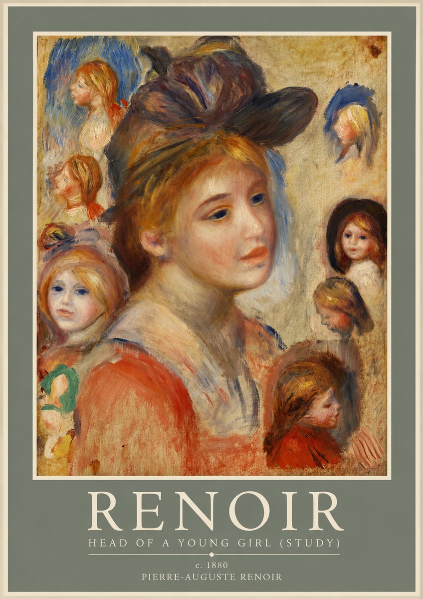 Renoir Head of a Young Girl (Study) No2 - Plakat