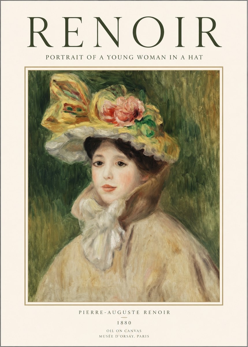 Renoir Portrait of a Young Woman in a Hat No1 - Plakat