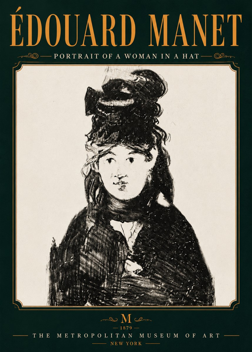 Édouard Manet Portrait of a Woman in a Hat No6 - Plakat