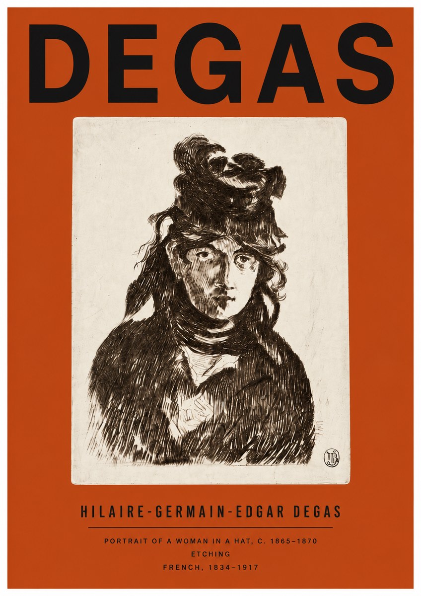 Edgar Degas Portrait of a Woman in a Hat No4 - Plakat