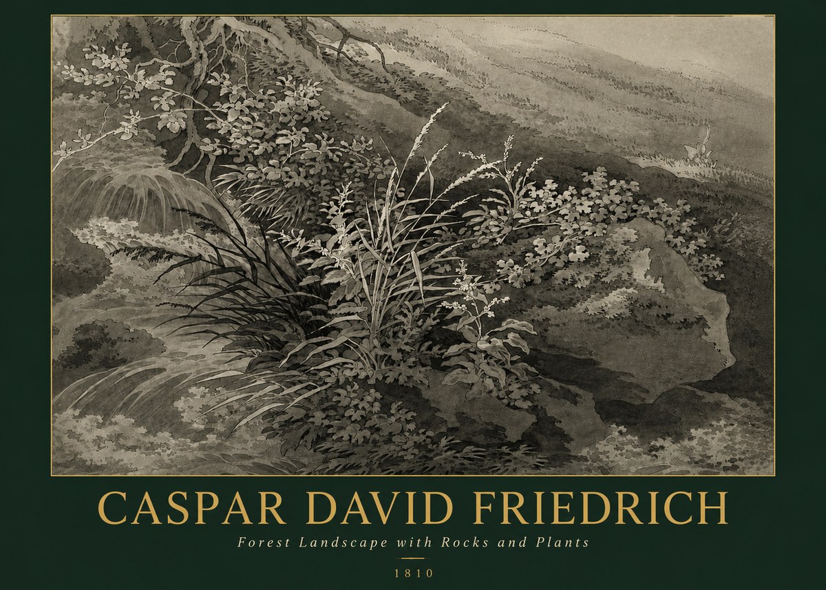 Caspar David Friedrich Forest Landscape with Rocks and Plants No3 - Plakat