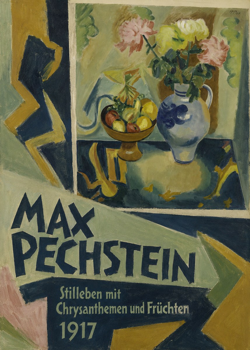 Max Pechstein Stilleben Mit Chrysanthemen Und Früchten No3 - Plakat