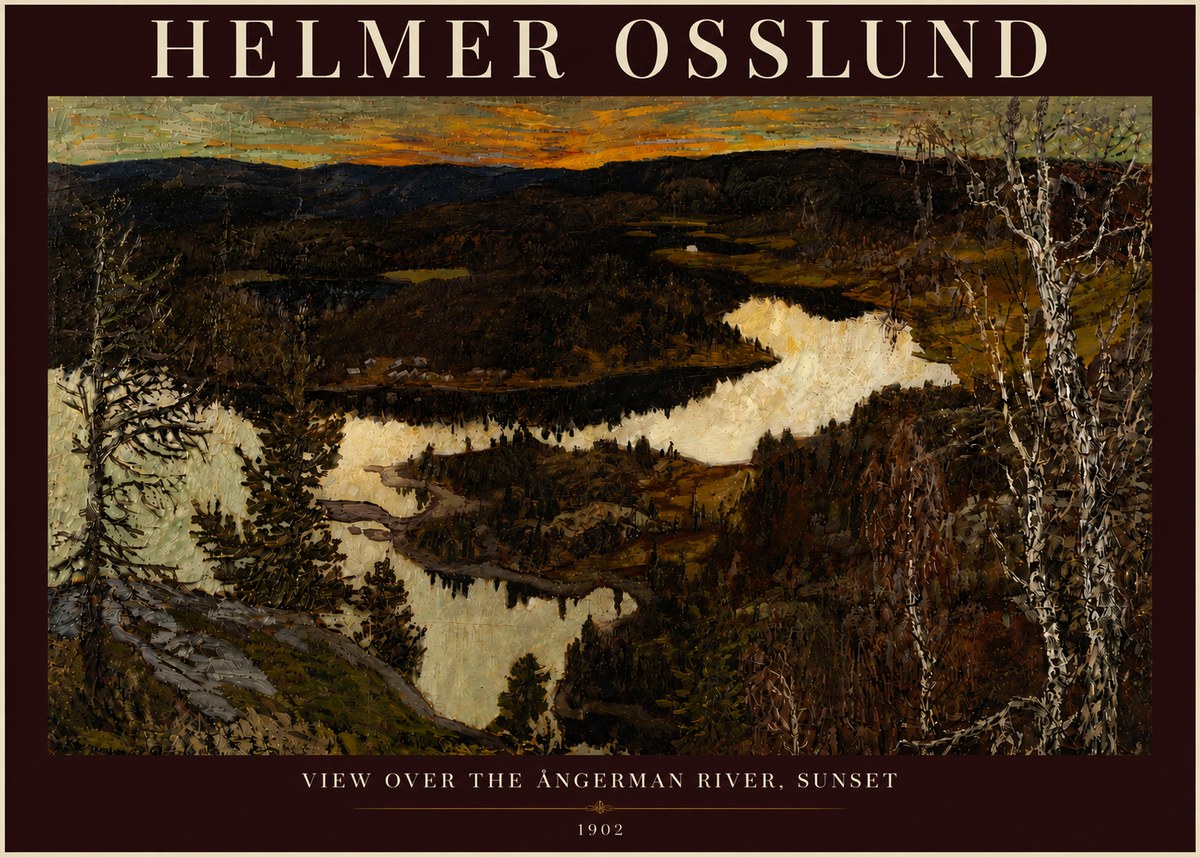 Helmer Osslund View over the Angerman River, Sunset No4 - Plakat