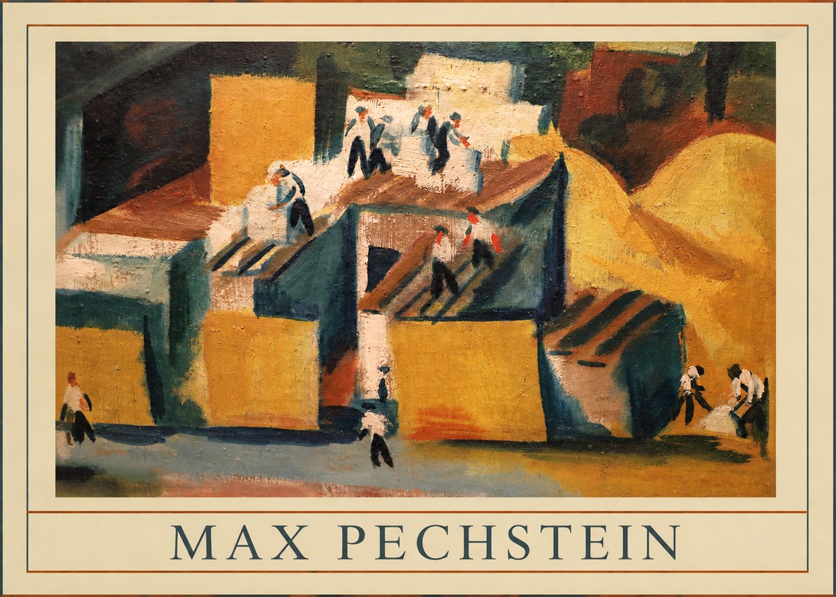 Max Pechstein Workers on Rooftops No5 - Plakat