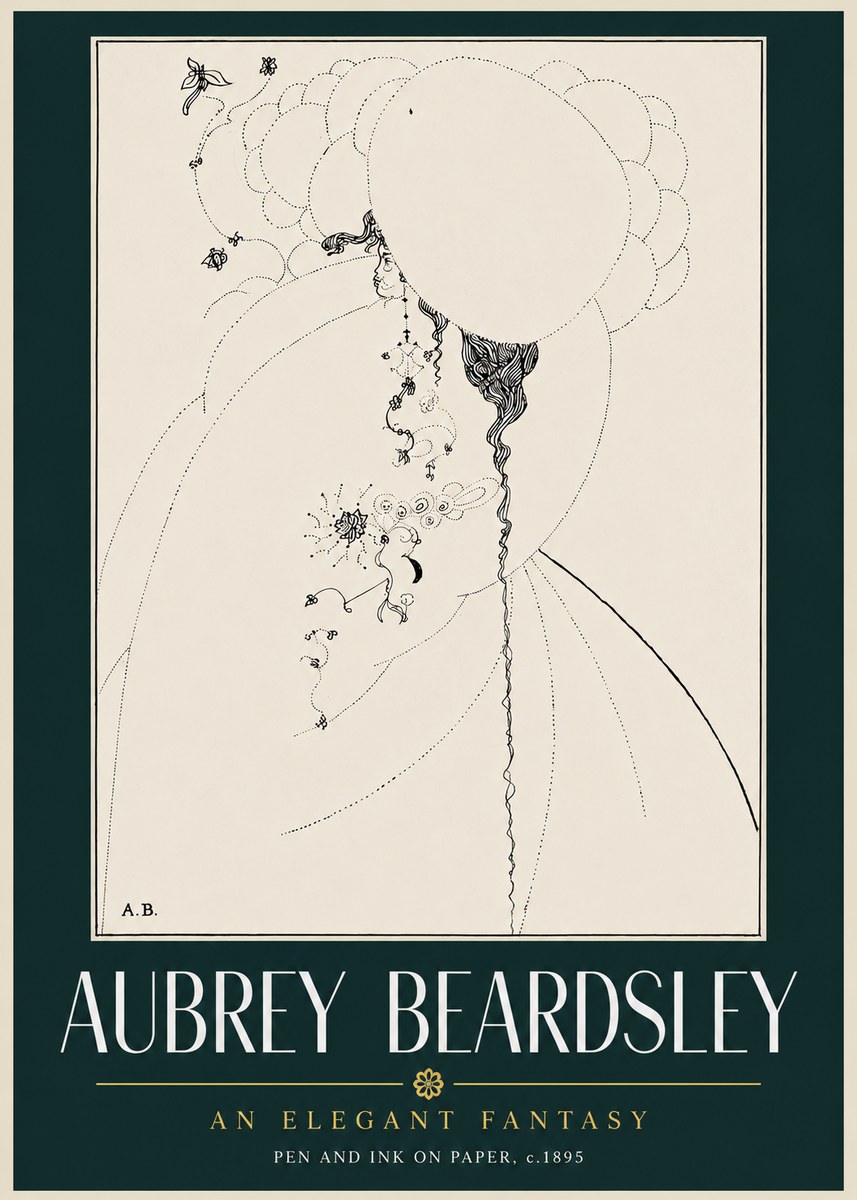 Aubrey Beardsley An Elegant Fantasy No4 - Plakat
