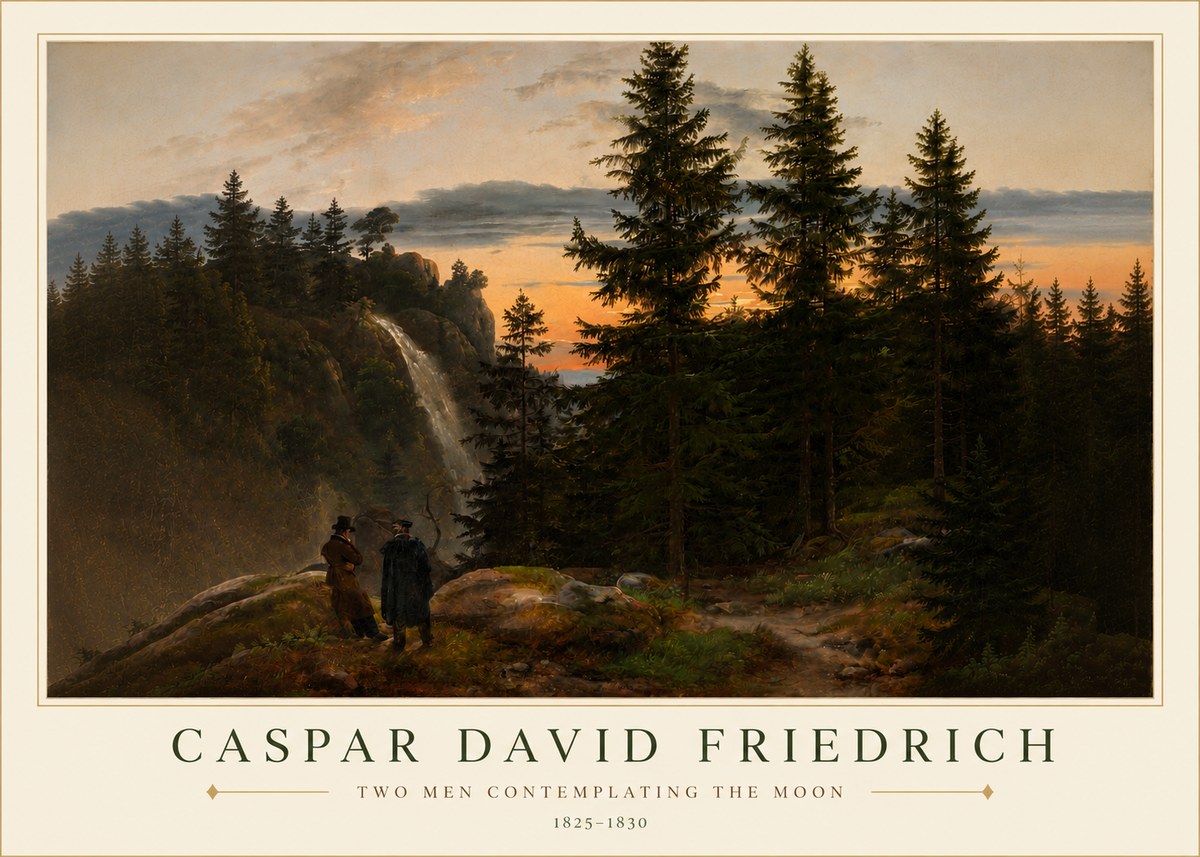 Caspar David Friedrich Two Men Contemplating the Moon I No3 - Plakat