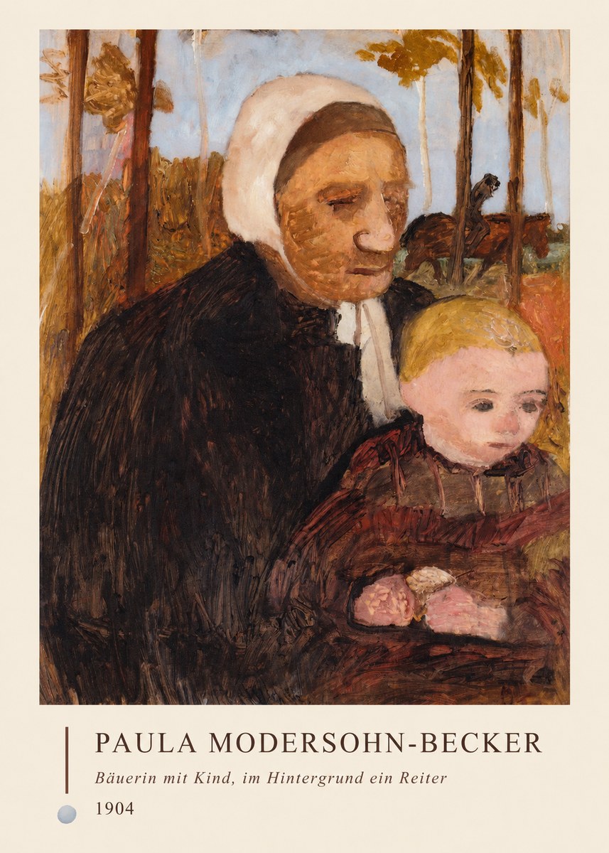 Paula Modersohn-Becker Bäuerin Mit Kind, Im Hintergrund Ein Reiter No4 - Plakat