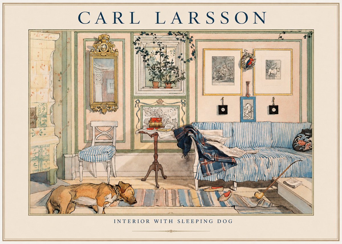 Carl Larsson Interior with Sleeping Dog No1 - Plakat