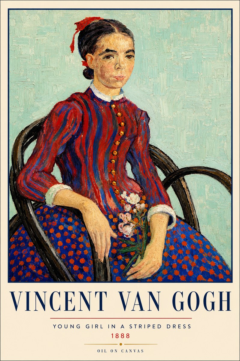 Van Gogh Young Girl in a Striped Dress, 1888 No3 - Plakat