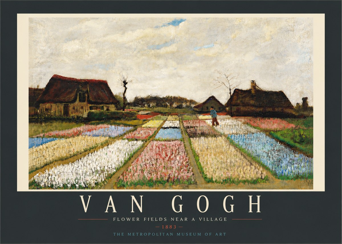 Van Gogh Flower Fields Near a Village No6 - Plakat