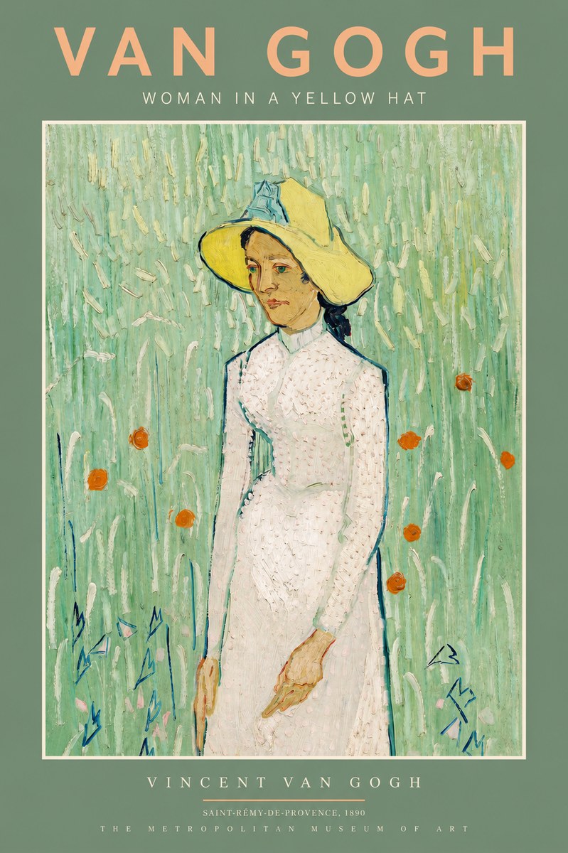 Van Gogh Woman in a Yellow Hat No2 - Plakat