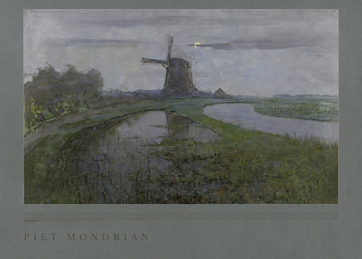 Piet Mondrian Windmill by the Water II No2 - Plakat