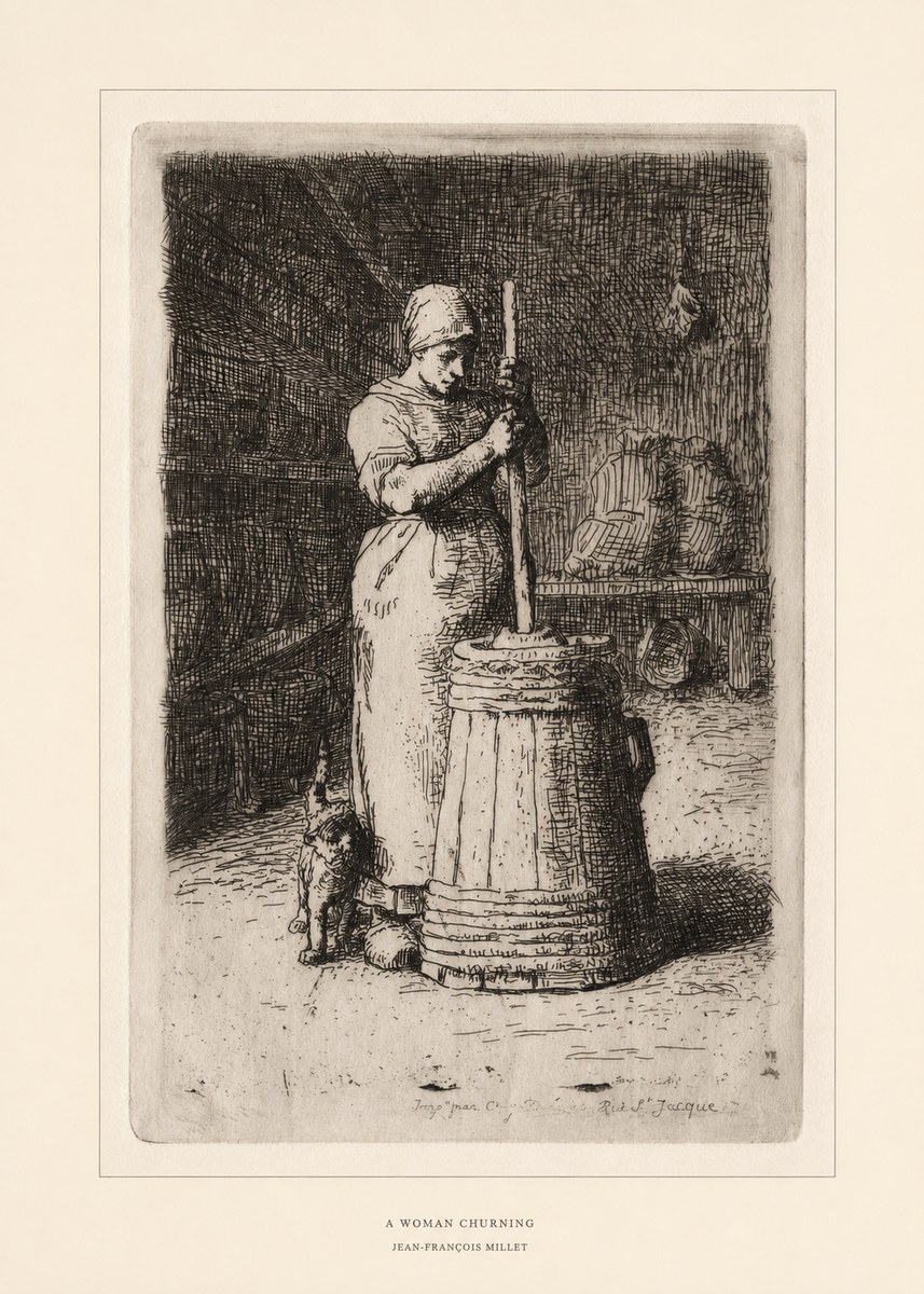 Jean-François Millet A Woman Churning No6 - Plakat