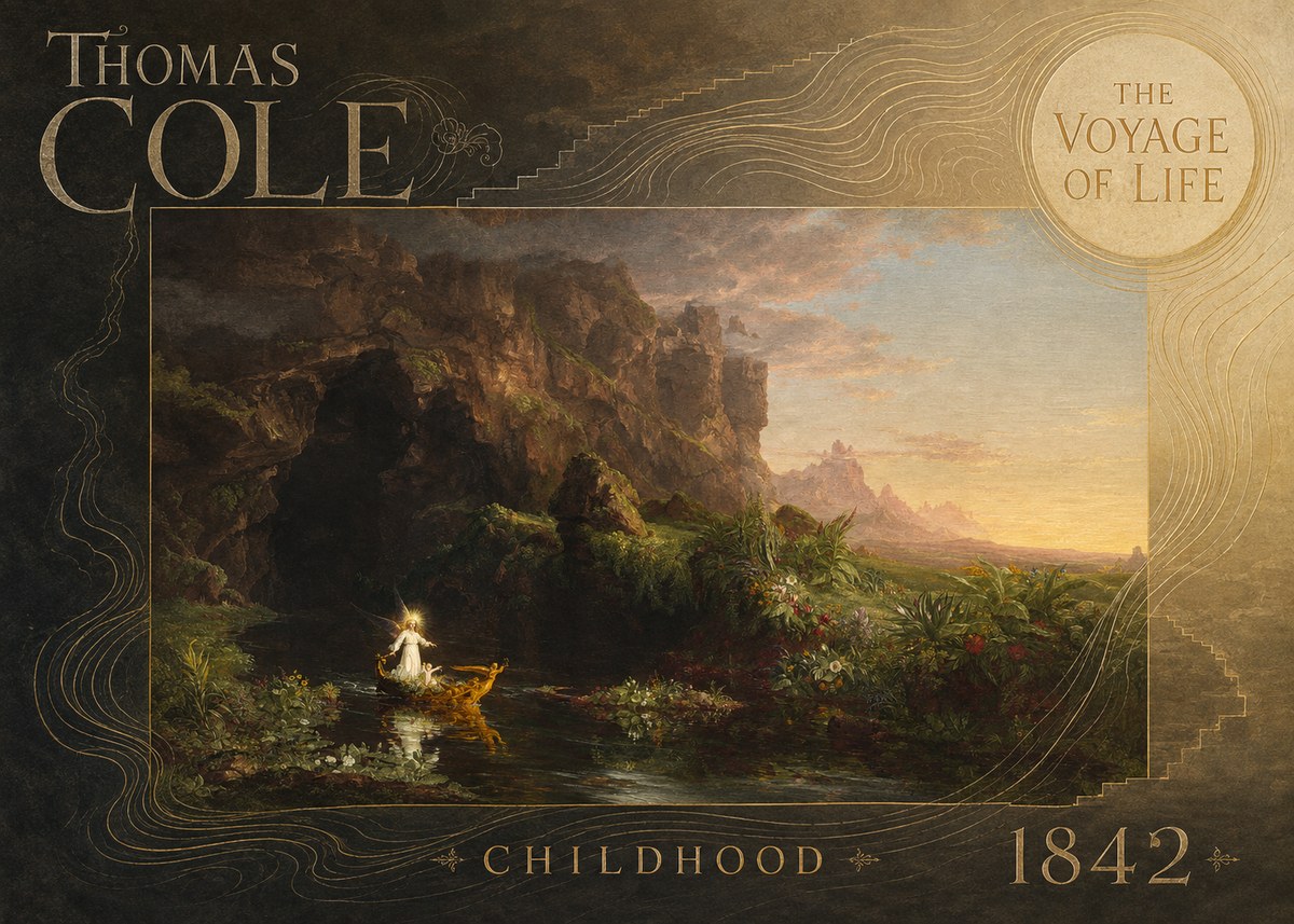 Thomas Cole The Voyage of Life: Childhood IV No6 - Plakat