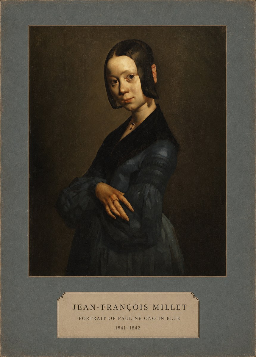 Jean-François Millet Portrait of Pauline Ono in Blue No2 - Plakat