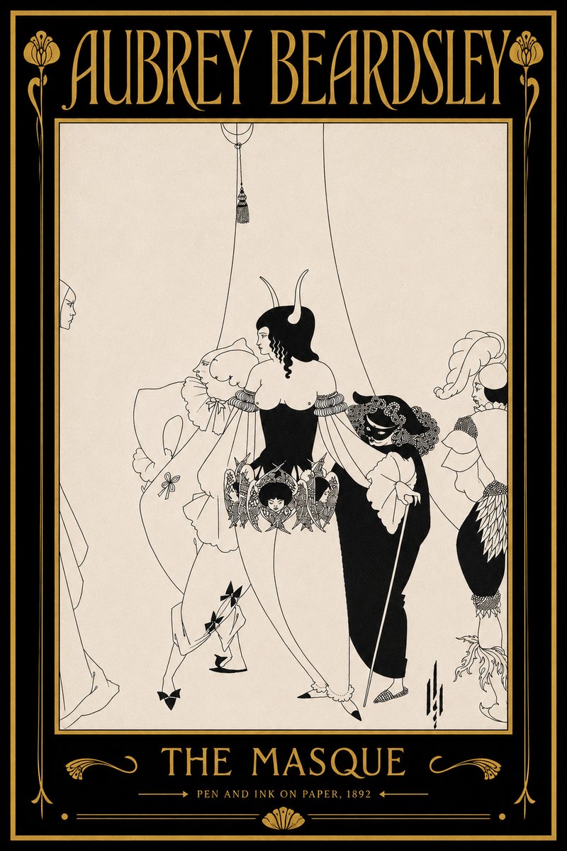 Aubrey Beardsley The Masque No6 - Plakat