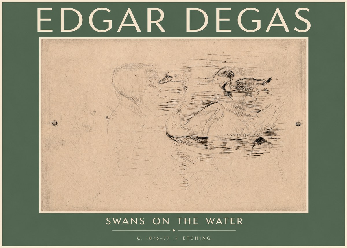 Edgar Degas Swans on the Water No4 - Plakat
