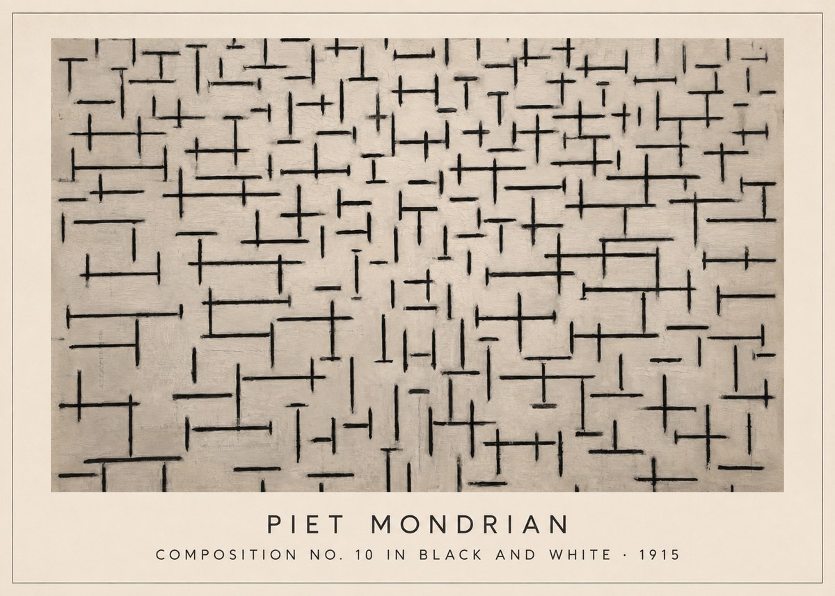 Piet Mondrian Composition No. 10 in Black and White No3 - Plakat