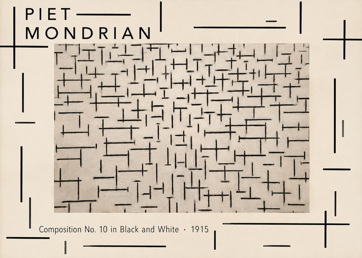 Piet Mondrian Composition No. 10 in Black and White No4 - Plakat