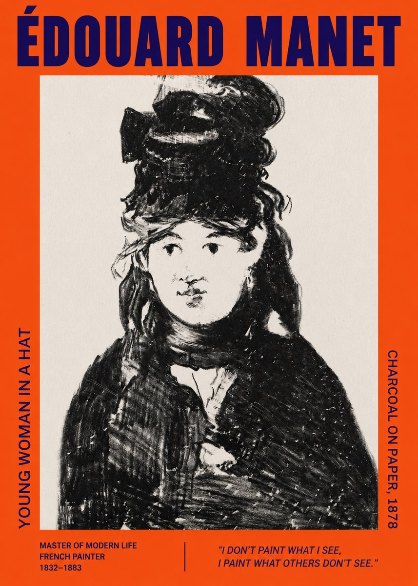Édouard Manet Young Woman in a Hat III No2 - Plakat