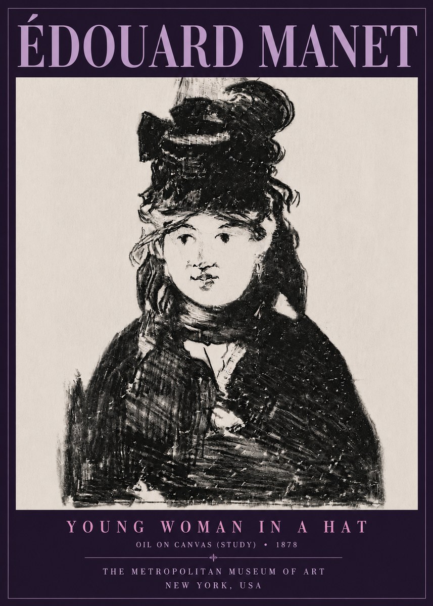 Édouard Manet Young Woman in a Hat IV No6 - Plakat