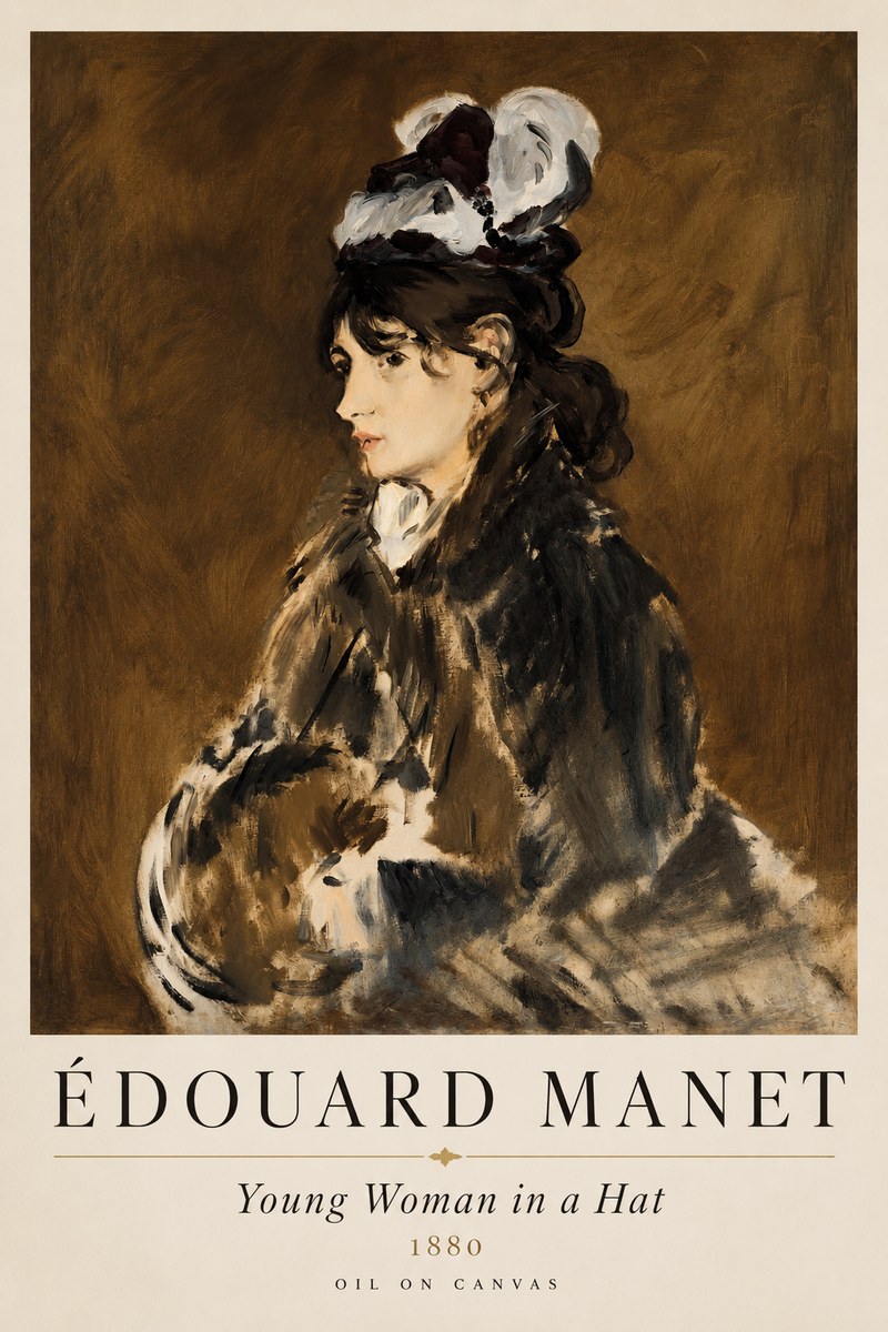 Édouard Manet Young Woman in a Hat V No1 - Plakat