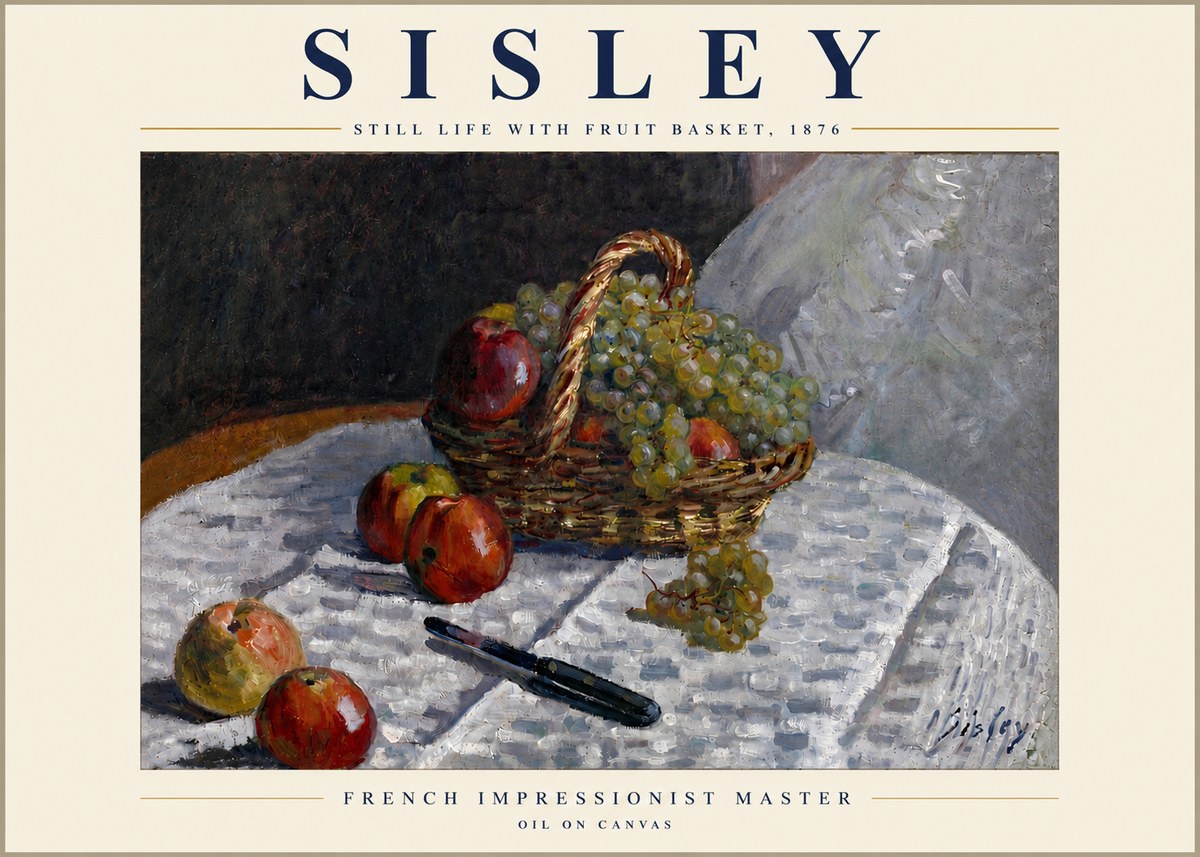 Sisley Still Life with Fruit Basket No5 - Plakat
