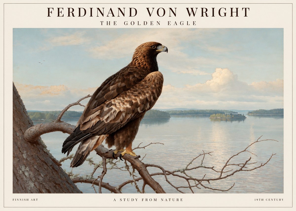 Ferdinand von Wright Eagle Perched by the Lake No2 - Plakat