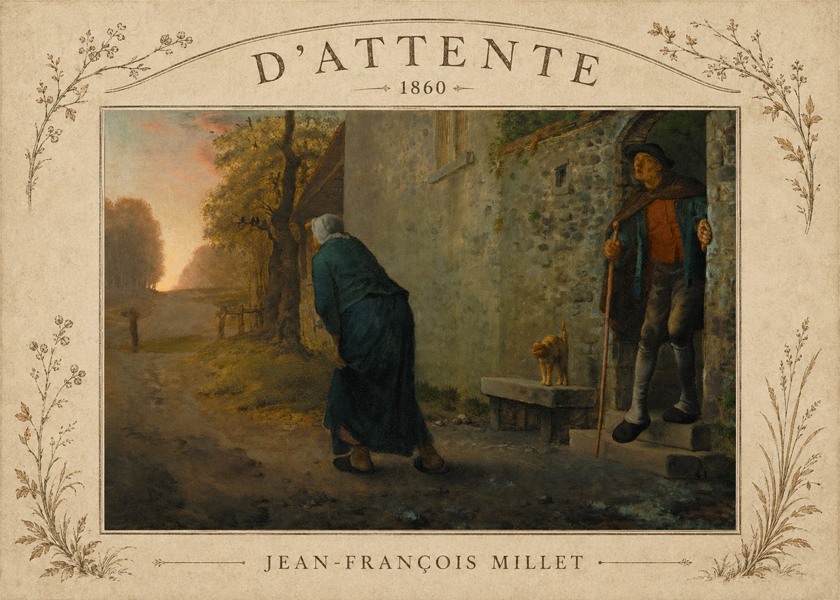 Jean-François Millet D'attente No3 - Plakat