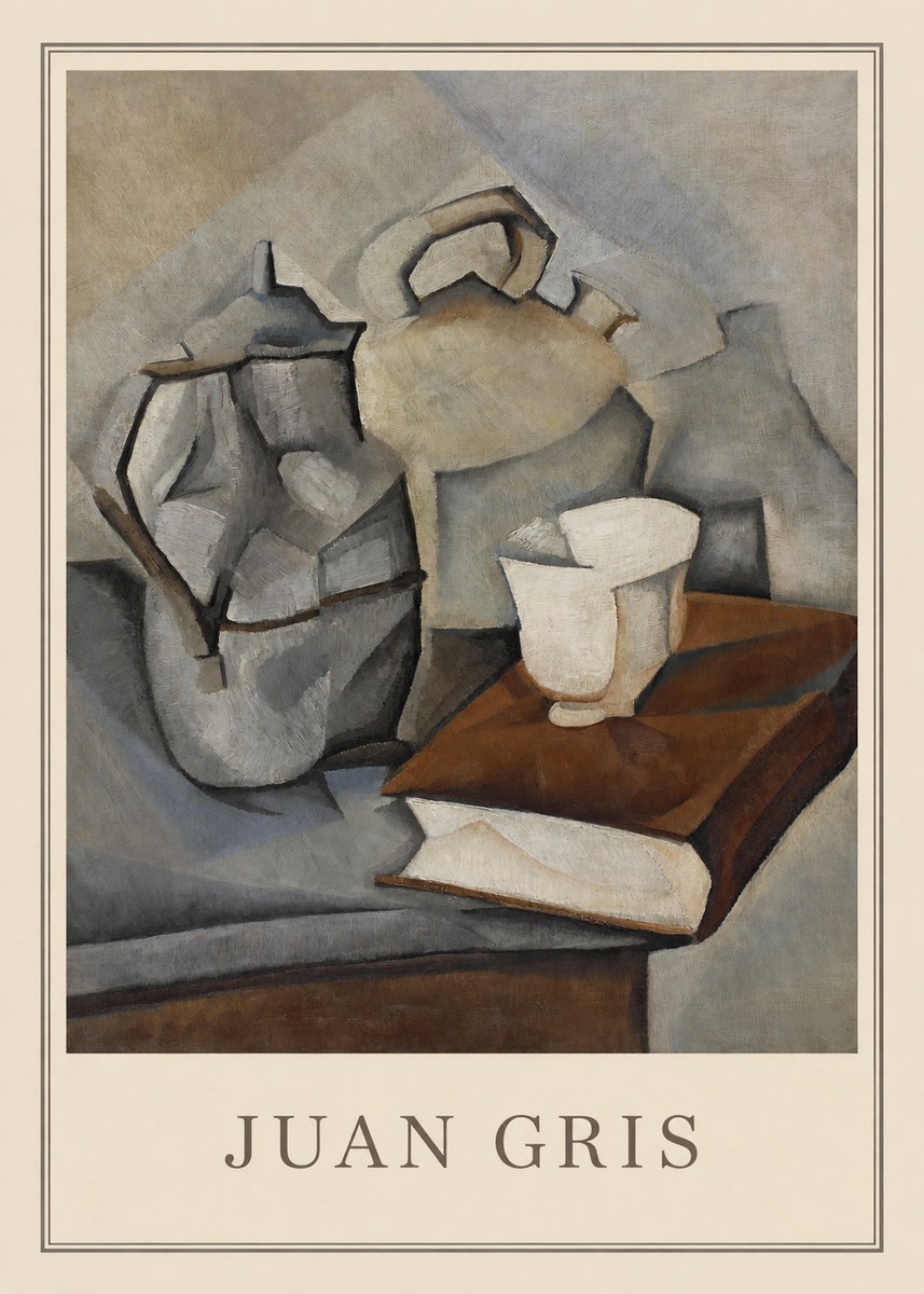 Juan Gris Still Life with Book and Vessels No3 - Plakat
