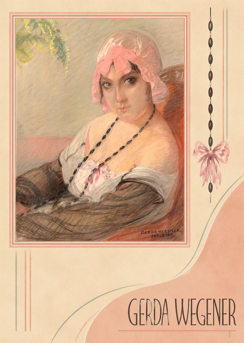 Gerda Wegener Woman in a Pink Bonnet No2 - Plakat