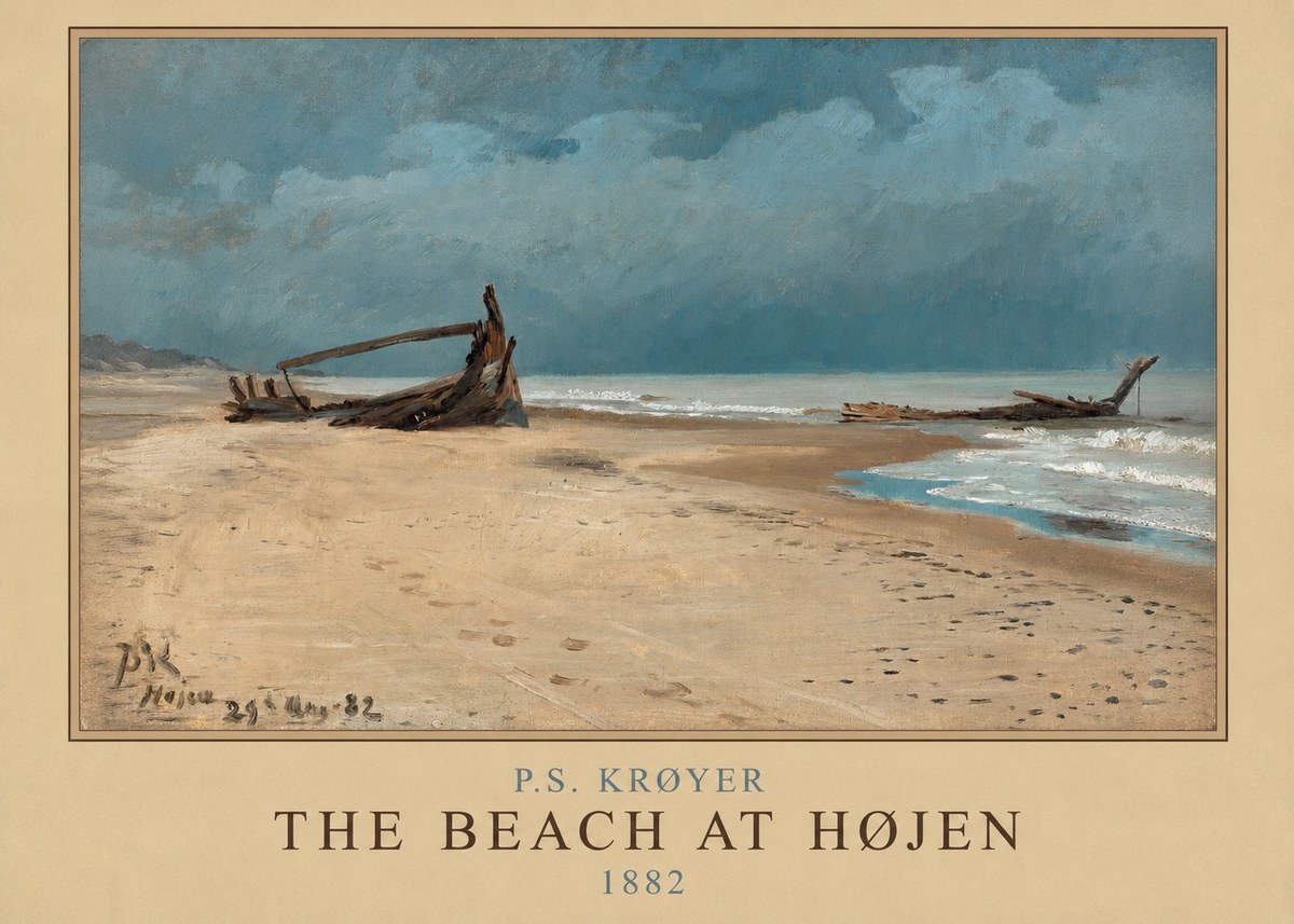 P.S. Krøyer The Beach at Højen No1 - Plakat