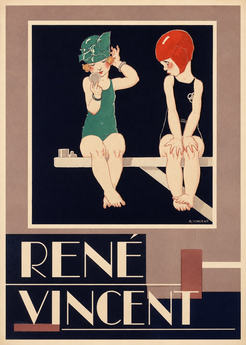 René Vincent At the Poolside No3 - Plakat