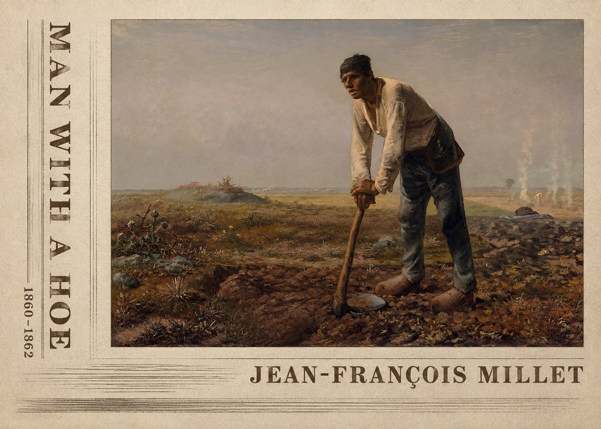 Jean-François Millet Man with a Hoe No2 - Plakat