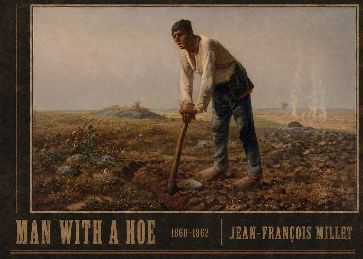 Jean-François Millet Man with a Hoe No3 - Plakat