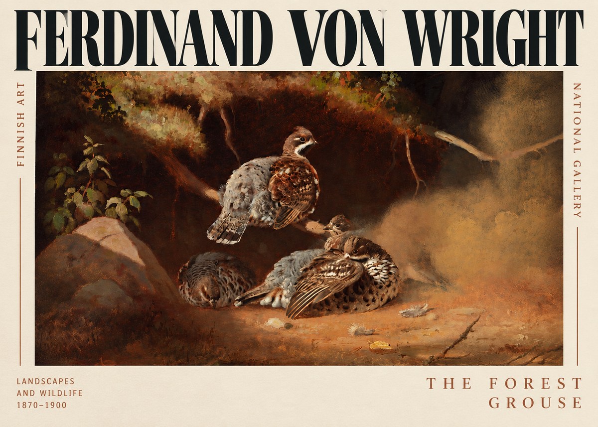 Ferdinand von Wright Grouse in a Forest Hollow No3 - Plakat