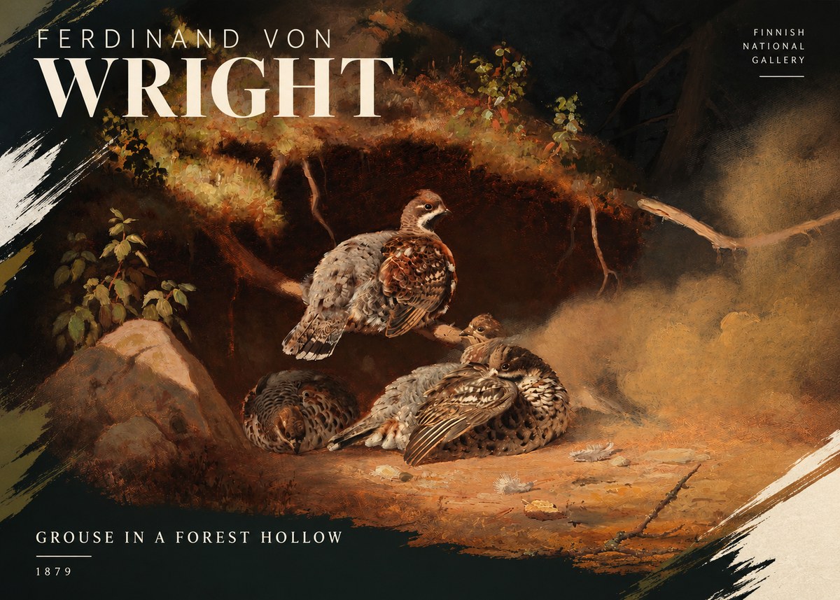 Ferdinand von Wright Grouse in a Forest Hollow No4 - Plakat