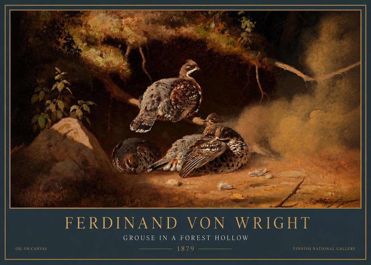 Ferdinand von Wright Grouse in a Forest Hollow No5 - Plakat