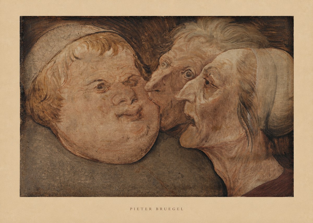 Pieter Bruegel Three Grotesque Heads No5 - Plakat