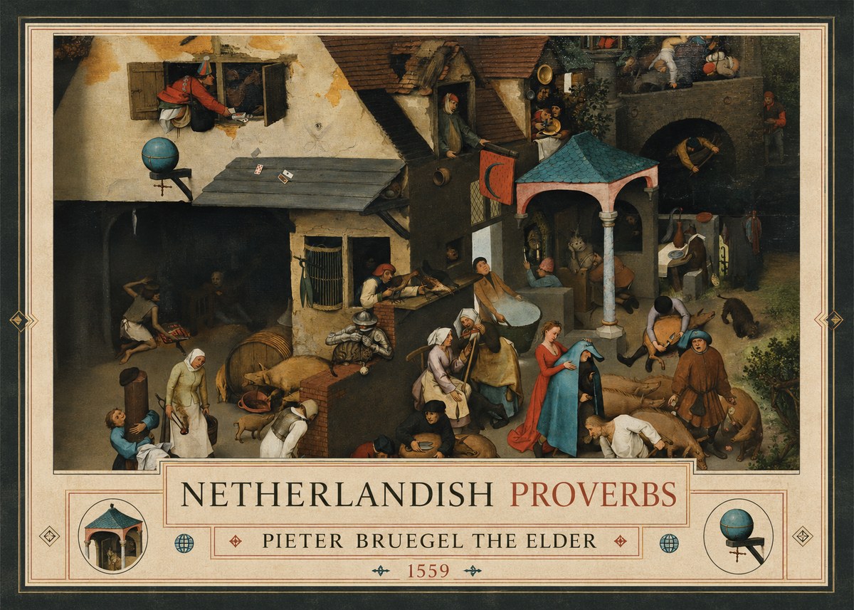 Pieter Bruegel Netherlandish Proverbs VII No3 - Plakat