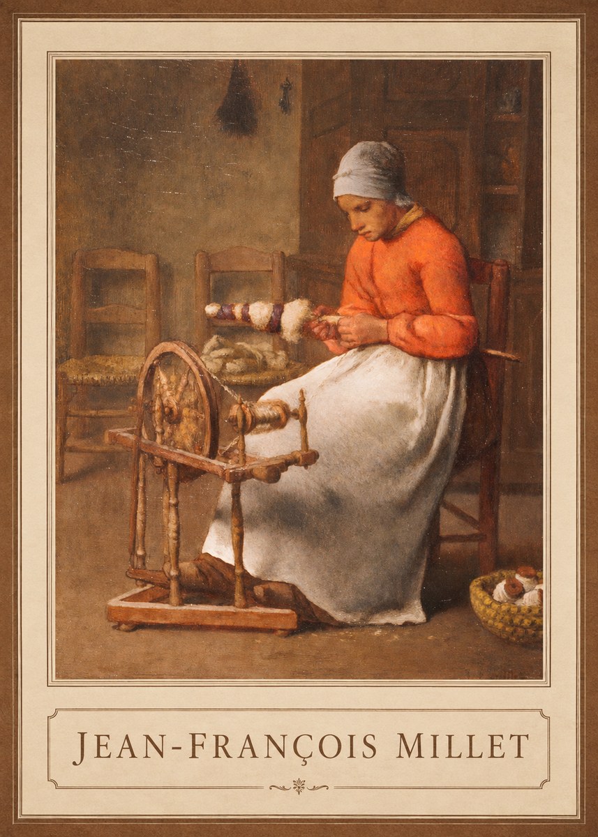 Jean-François Millet Woman Spinning No1 - Plakat