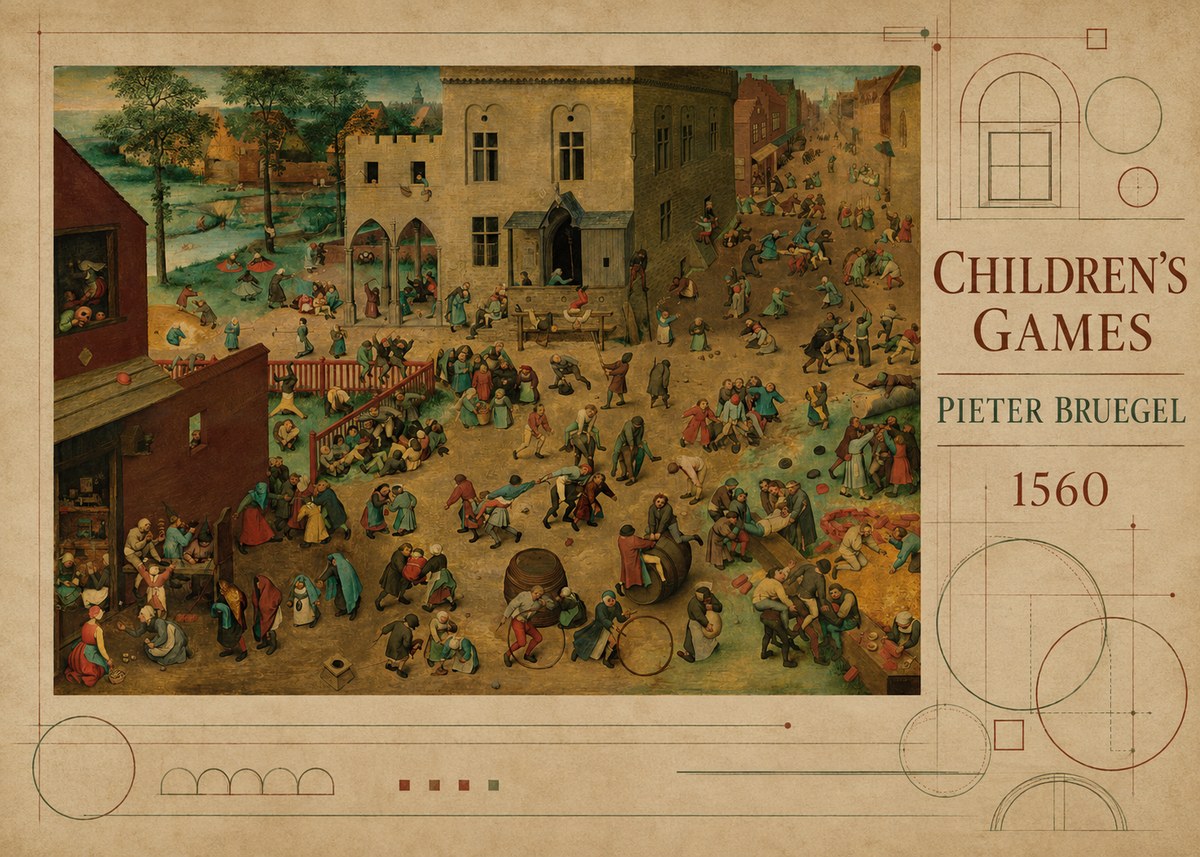 Pieter Bruegel Children's Games IV No5 - Plakat