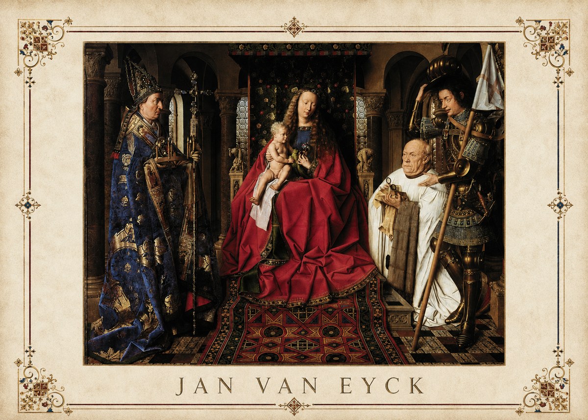 Jan van Eyck The Virgin and Child with Canon Van Der Paele No3 - Plakat