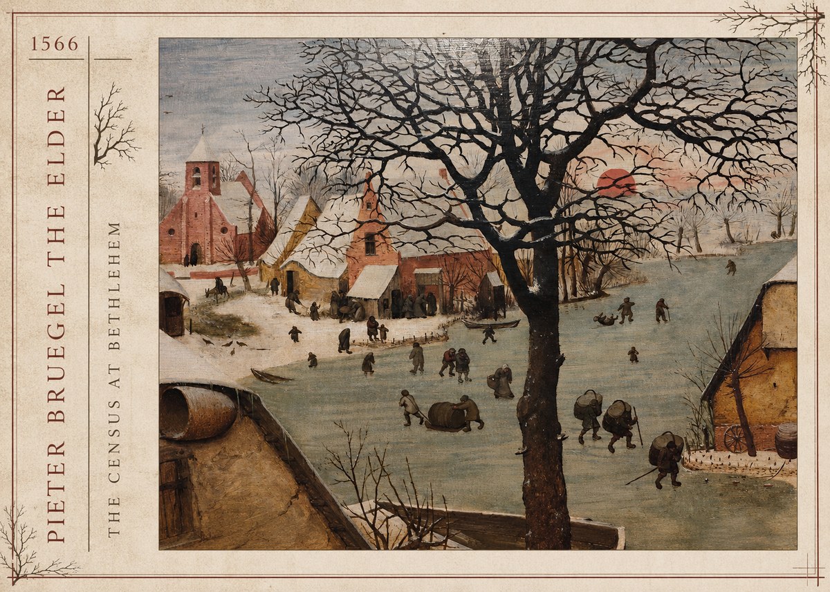 Pieter Bruegel The Census at Bethlehem V No2 - Plakat