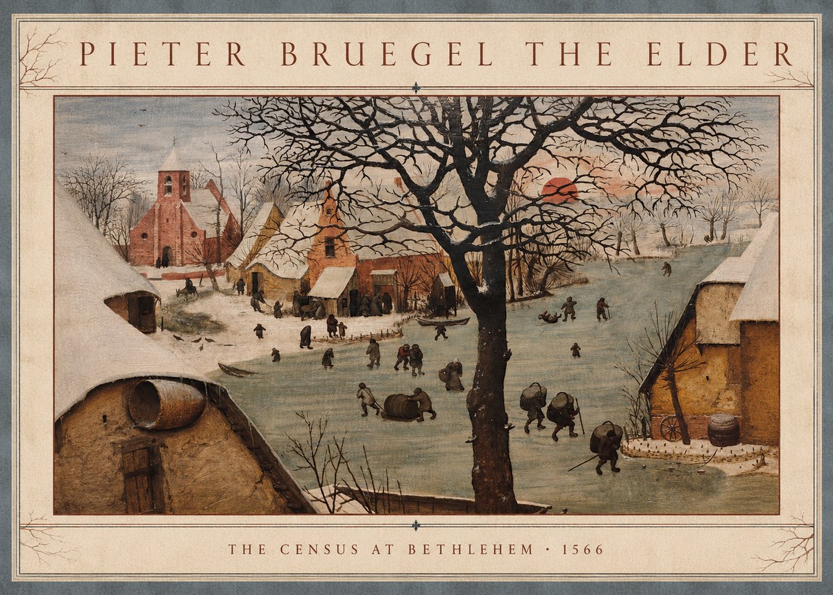 Pieter Bruegel The Census at Bethlehem V No3 - Plakat