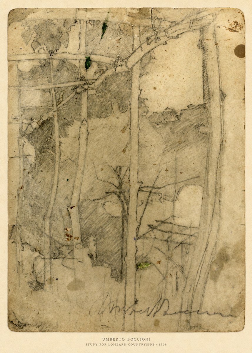 Umberto Boccioni Study for Lombard Countryside No6 - Plakat