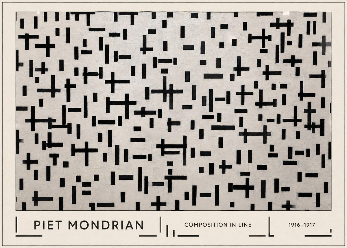 Piet Mondrian Composition in Line No1 - Plakat