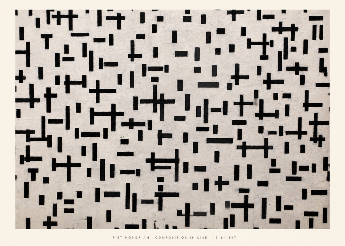 Piet Mondrian Composition in Line No5 - Plakat