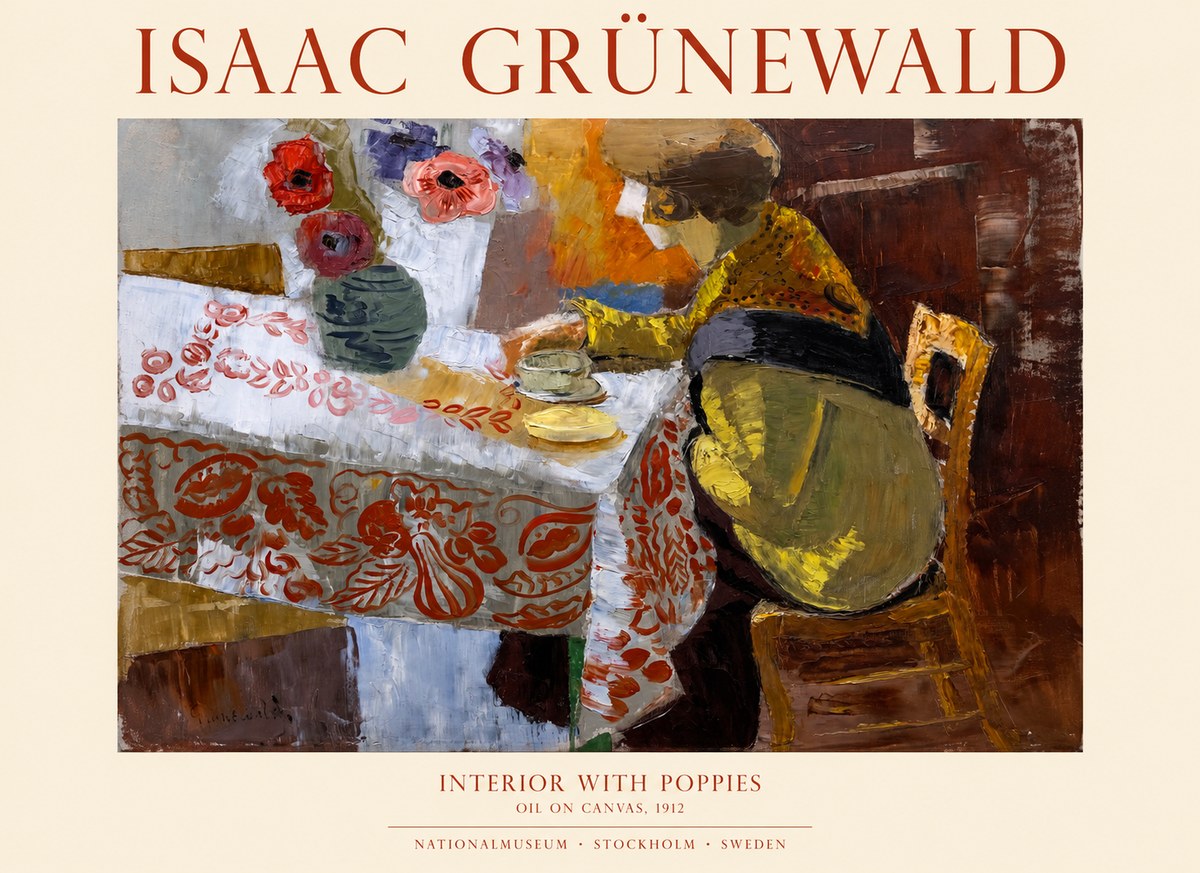 Isaac Grünewald Interior with Poppies No1 - Plakat